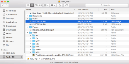 Dateien auf der Festplatte (Stammordner)
