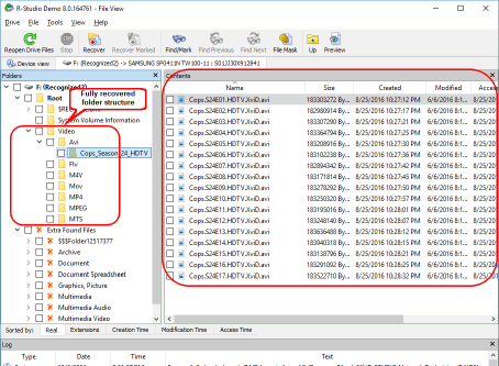 Fichiers et dossiers du disque supprimé avec la structure de dossiers entièrement récupérée