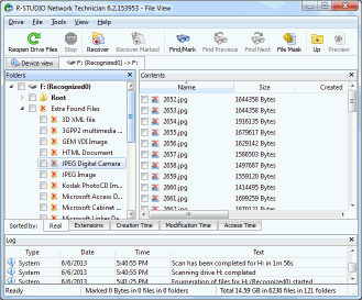 Figura 4: Archivos recuperados mediante la búsqueda de tipos de archivos conocidos (archivos extra encontrados) que se encuentran dentro de un disco lógico