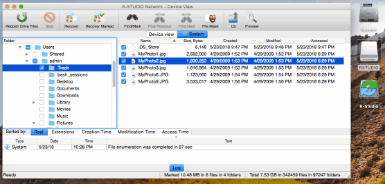 Fichiers sur le disque système Mac