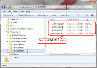 Recuperación de vídeo HD desde tarjetas SD: Recuperación de vídeo: Carpetas y archivos AVCHD recuperados